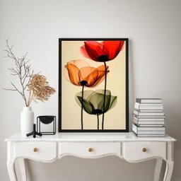 Quadro Flores Tulipas Elegantes Coloridas Transparência 45x34cm - com Vidro:moldura Branca - 1 Quadro Flores Tulipas Elegantes Coloridas Transparência 45x34cm - com Vidro:moldura Branca - 1