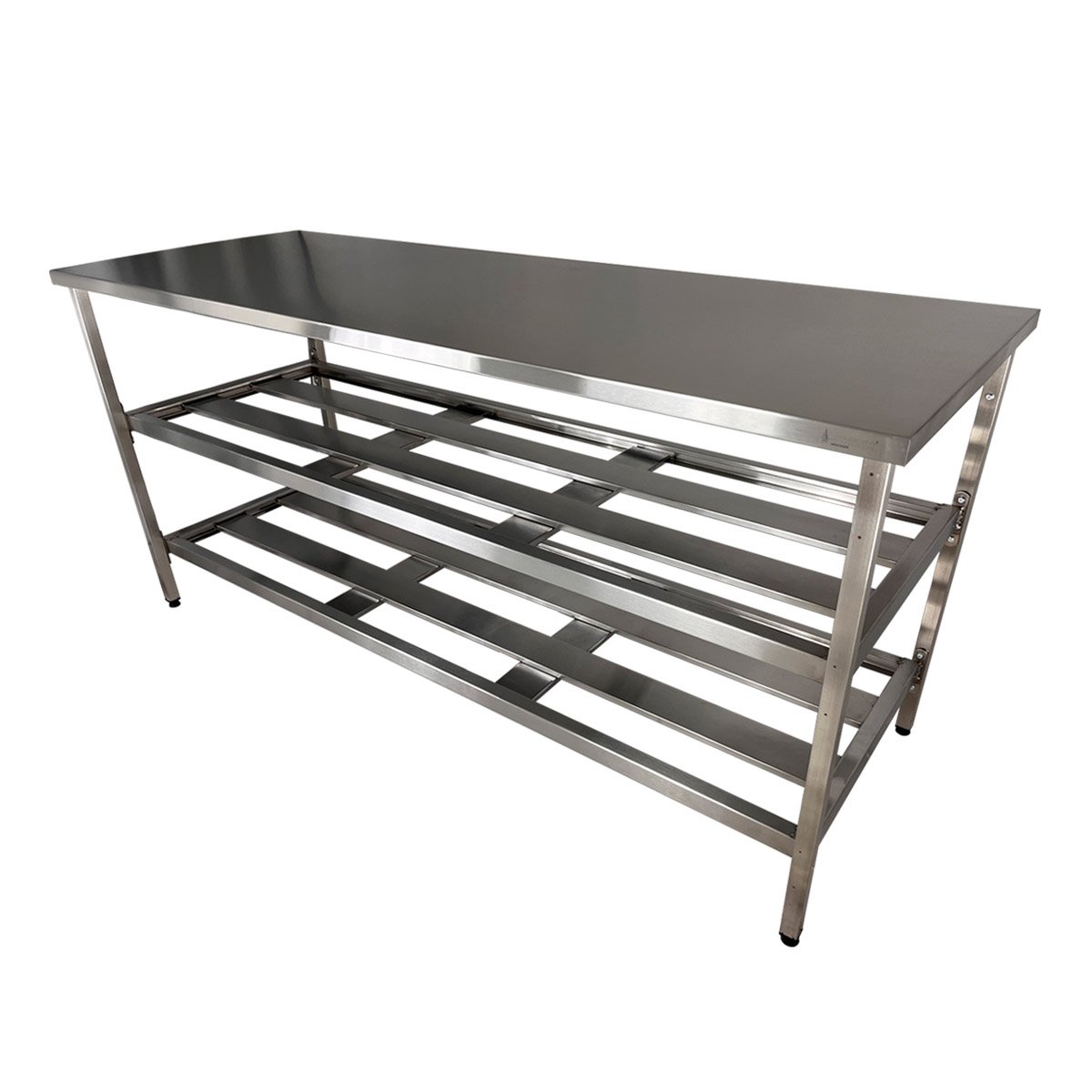 Mesa Aço Inox Industrial 160x70x90 Cm Prateleiro Duplo Fenestrado Nortinox