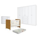 Ver imagem 1 de Quarto de Bebê Evolution 4 em 1 6 Portas em MDF-MDP 133cm Branco Acetinado Savana Móveis Henn