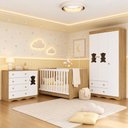 Ver imagem 1 de Quarto de Bebê Completo com Berço Americano 3 em 1 Flor Multimóveis MP4926 Madeirado/Branco