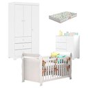 Ver imagem 1 de Quarto de Bebê Duda 3 Portas e Berço Americano Lara Branco Brilho com Colchão Gazin - Phoenix