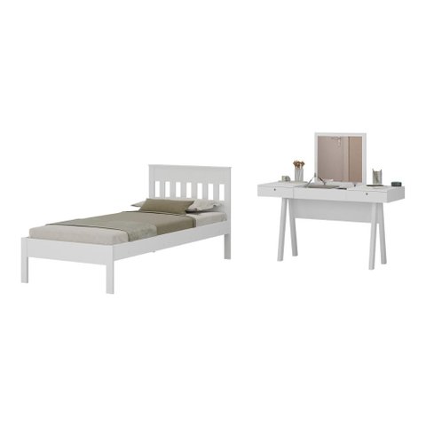 Cama de Solteiro para Colchão 88 X 188 Cm com Penteadeira 131,5cm Multimóveis Cr35247