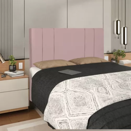 Cabeceira Casal Estofada 140cm Lizz Veludo com Frames:rose - 1
