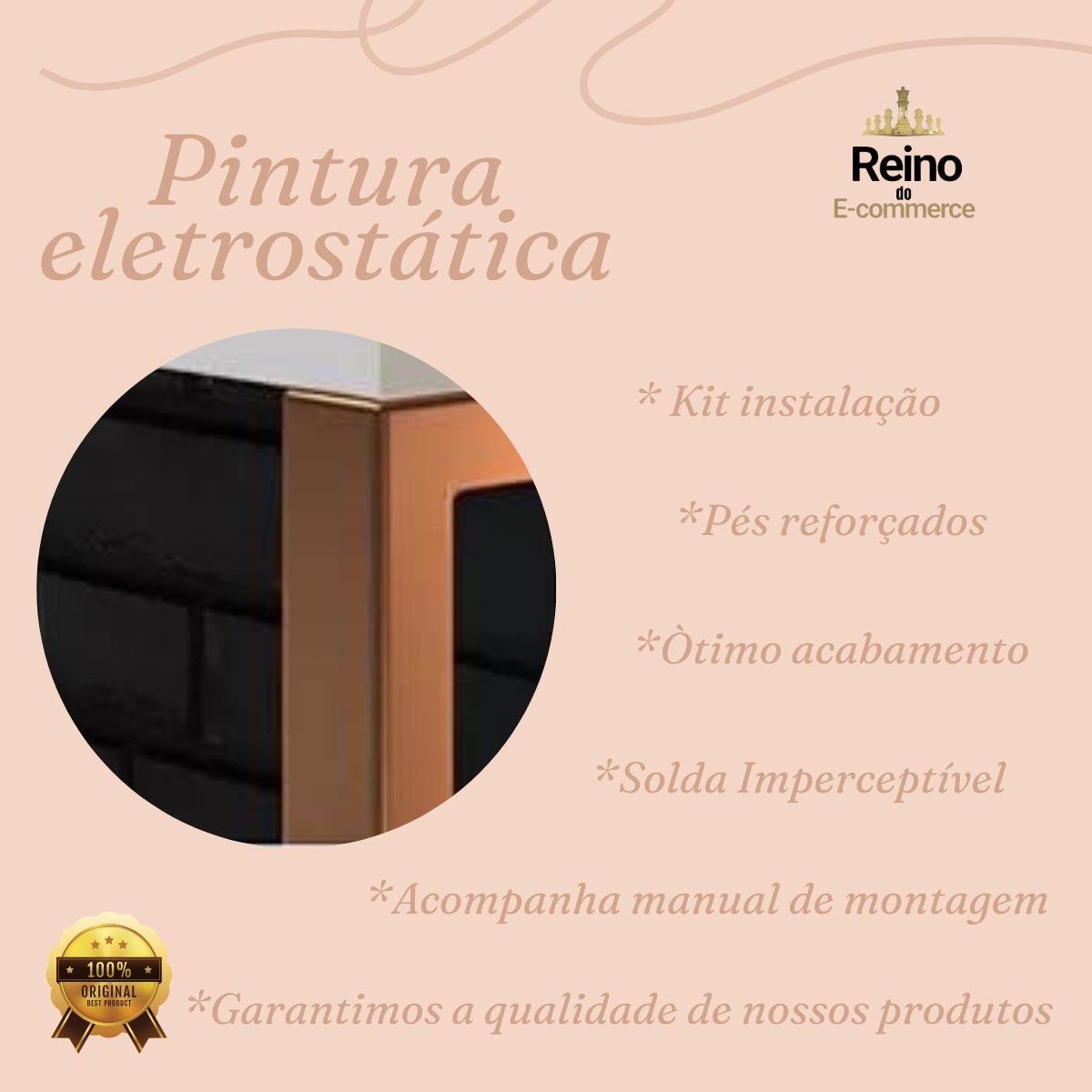 Mesa Escrivaninha 090x0,60 Estilo Industrial Rose Gold com Tampo Preto - 3