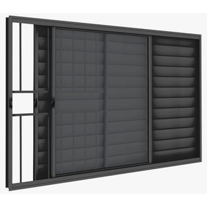 Veneziana 3 Folhas 1,00 X 1,50 Com Grade Alumínio Preto