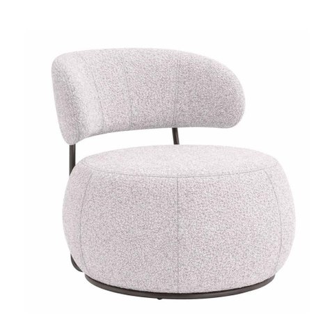 Poltrona Nuvem Decorativa com Estofamento Bouclé e Base de Aço Cinza Sallar Home