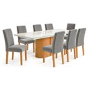 Ver imagem 2 de Conjunto Sala de Jantar 8 Lugares Retangular Tampo Vidro/MDF 200x90cm Mesa Diana e Cadeiras Espanha