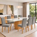 Ver imagem 1 de Conjunto Sala de Jantar 8 Lugares Retangular Tampo Vidro/MDF 200x90cm Mesa Diana e Cadeiras Espanha