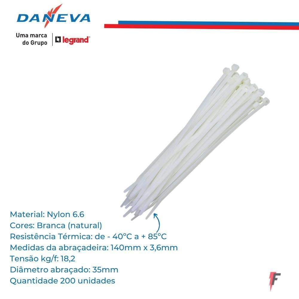 Abracadeira De Nylon 150X3,6Mm Branca 200 Unidades | MadeiraMadeira