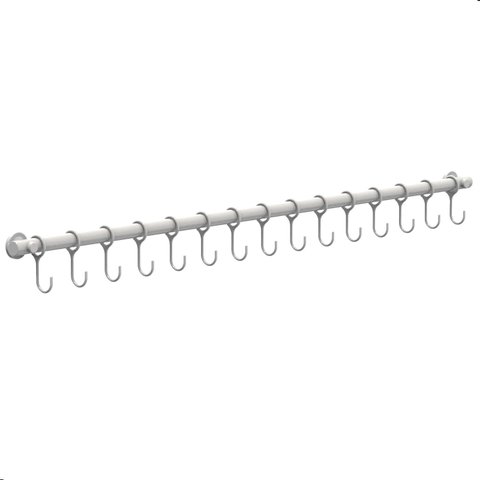 Porta Utensílios e Talheres 80cm com 15 Ganchos Branco Fs