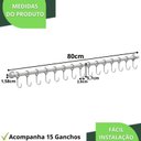Ver imagem 6 de Porta Utensílios e Talheres 80cm com 15 Ganchos Branco Fs