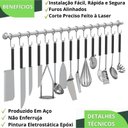 Ver imagem 5 de Porta Utensílios e Talheres 80cm com 15 Ganchos Branco Fs