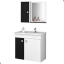 Ver imagem 3 de Gabinete com Espelheira para Banheiro Aquarela 3 Portas MDP 56cm Branco Preto