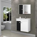 Ver imagem 1 de Gabinete com Espelheira para Banheiro Aquarela 3 Portas MDP 56cm Branco Preto
