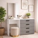 Ver imagem 1 de Cômoda Penteadeira 4 Gavetas Lisboa Cinza/Branco