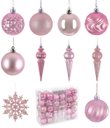 Ver imagem 1 de Kit 60 Enfeites Natalinos Rosa Bolas e Pingentes