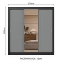 Ver mais imagens de Guarda-roupa Casal 3 Portas de Correr com Espelho 2 Gavetas Preto/cinza Sublime Madesa Preto/cinza