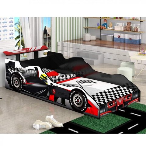 Cama Carro Formula 1 Infantil  Preto J&A Móveis
