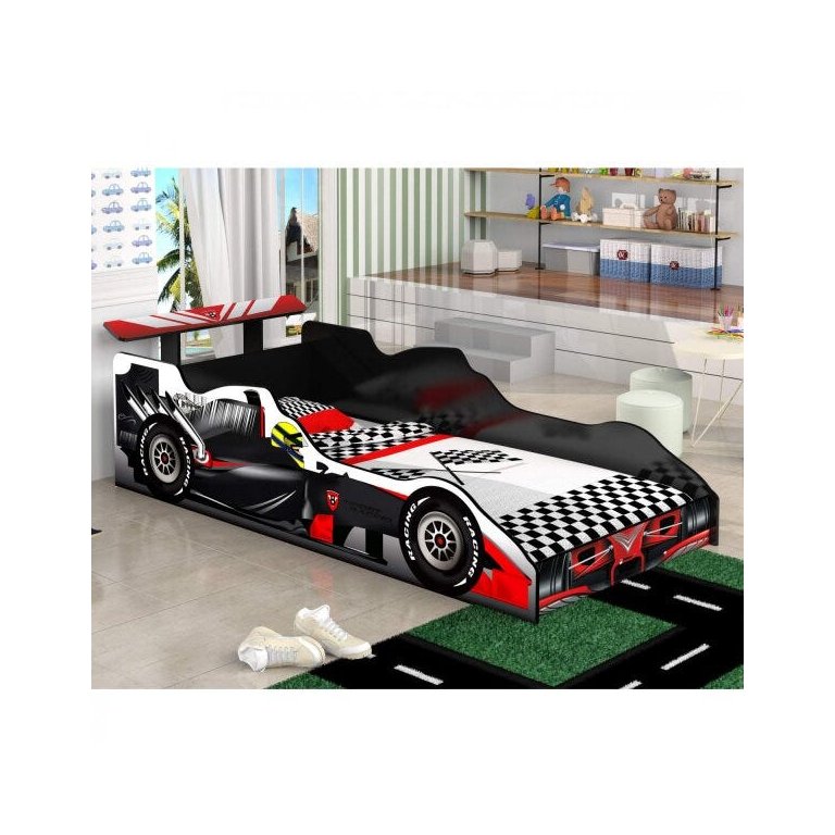 Cama Carro Formula 1 Infantil  Preto J&A Móveis