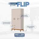 Ver imagem 3 de Jogo de Quarto Infantil Flip Guarda Roupa 3 Portas e Berço Americano Areia Fosco - Reller Móveis