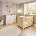 Ver imagem 1 de Conjunto Modulado Quarto de Bebê com Berço, Cômoda e Prateleira com Cabideiros Wave Casatema MadeiraOriginals Branco/Marrom