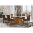 Ver imagem 1 de Sala de Jantar Completa Luna C- Tampo Vidro Canto Curvo 180x90cm e 6 Cadeiras Londrina Imbuia-off