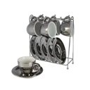 Ver imagem 1 de Conjunto de Xicaras para Cafe Chrominno em NEW Bone China 80ML Prata e Branco com RACK Lhermitage