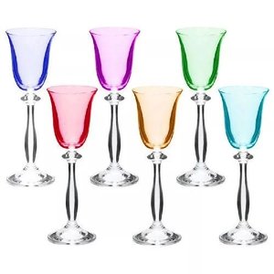 Conjunto de Taças para Licor Angela Colorido em Cristal Ecologico 60ML 6PÇS Bohemia 58031