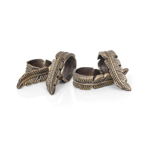 Kit 8 Argolas de Guardanapo Complement Folha Vintage Copa Cia