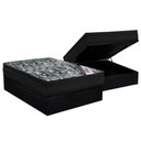 Ver imagem 1 de Cama Box Baú Casal: Colchão Molas Ortobom Nanolastic Fort Tech Iso + Base Crc Suede Black(138x188)