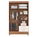 Ver imagem 3 de Guarda Roupa Solteiro 4 Portas e 2 Gavetas Astro - Amêndola Touch/off White