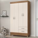 Ver imagem 1 de Guarda Roupa Solteiro 4 Portas e 2 Gavetas Astro - Amêndola Touch/off White