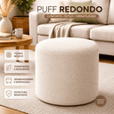 Ver imagem 4 de Puff Redondo Bouclé Decorativo Sala Quarto Banqueta 43x43 cm
