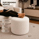 Ver imagem 3 de Puff Redondo Bouclé Decorativo Sala Quarto Banqueta 43x43 cm