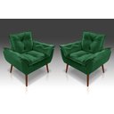 Ver imagem 1 de Kit 02 Poltrona Opala C/fibra Siliconada Suede Verde - Tucanos Estofados