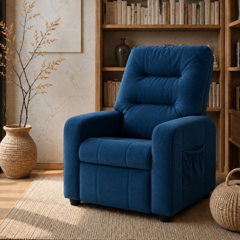Poltrona Matrix Reclinável Azera - Veludo Azul Marinho