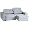 Sofá Retrátil e Reclinável Évora 4 Lugares 2,50m Veludo Luxor Prata Espuma D28 - 2