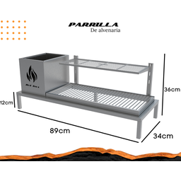 Parrilla para Alvenaria 89x34 - Firebox + 1 Grelha Uruguaia - 2