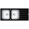Cuba de Sobrepor Tramontina Vitra 2 Cubas em Aço Inox e Vidro Temperado Preto 116 x 50 cm - 1