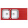 Cuba de Sobrepor Tramontina Vitra 2 Cubas em Aço Inox e Vidro Temperado Vermelho 116 x 50 cm - 1
