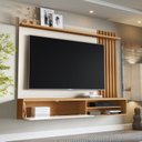 Ver imagem 4 de Painel Ripado para TV até 72 Polegadas com Rack Suspenso com 1 Porta Munique