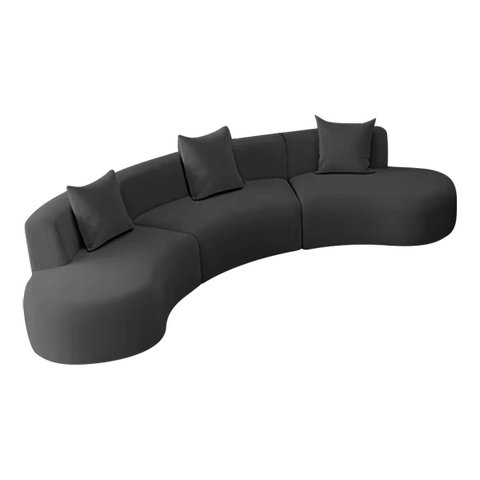 Kit Sofá Modular 4 Lugares Moderno Curvo Orgânico Duna Linho
