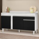 Ver imagem 2 de Balcão Gabinete para Pia com Tampo 150cm 3 Portas 1 Gaveta Dakota Branco/Preto - Lumil Lumil Móveis