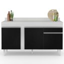 Ver imagem 7 de Balcão Gabinete para Pia com Tampo 150cm 3 Portas 1 Gaveta Dakota Branco/Preto - Lumil Lumil Móveis