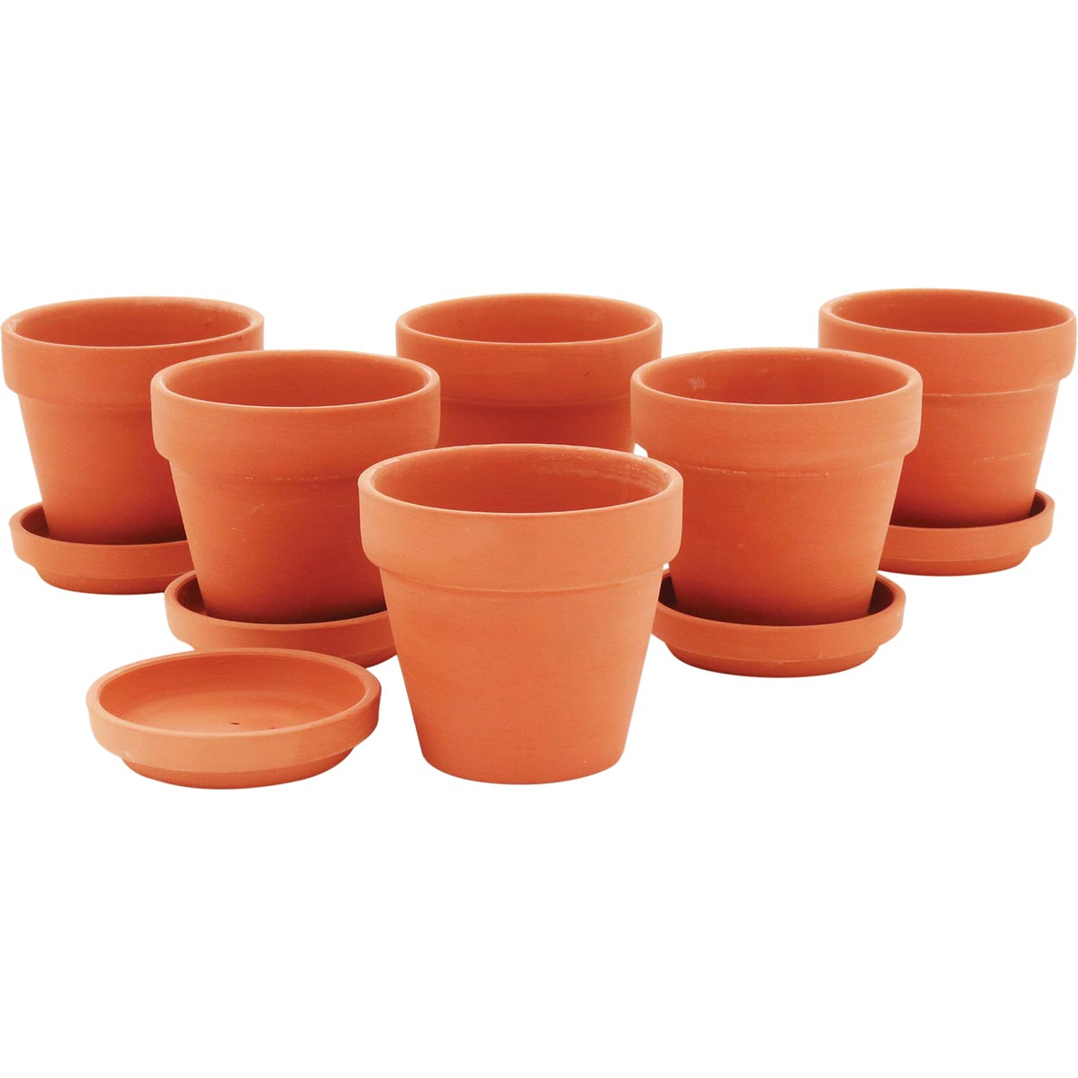 Jogo de 6 Vasos Clay Cachepô Para Jardim Terracota Com Prato - 3