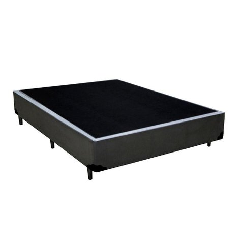 Cama Box Blindado Viúva King Design Sintético Cinza 128x188x40