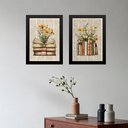 Ver imagem 2 de Kit 2 Quadros Vintage Livros com Flores do Campo 33x24cm - com Vidro:moldura Branca