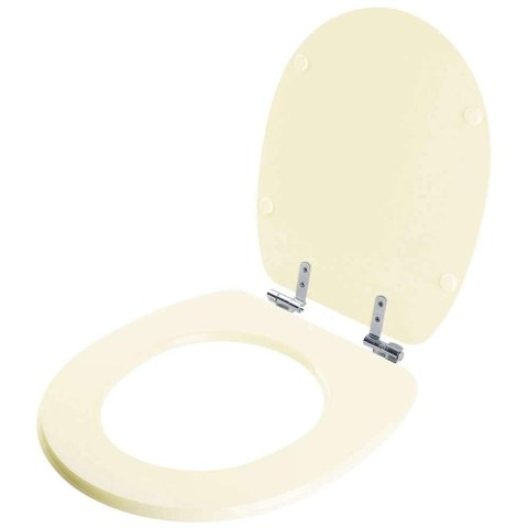 Assento Sanitário Laqueado Soft Close Aries Bege Claro para vaso Eternit