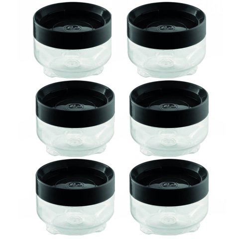 Kit 6 Porta Mantimentos Uz Empilhável 300ml Organizador com Tampa de Plástico Preto