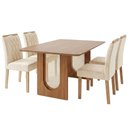 Ver imagem 1 de Mesa de Jantar Valentina Mdf com 4 Cadeiras Estofadas Suede Nude Molci